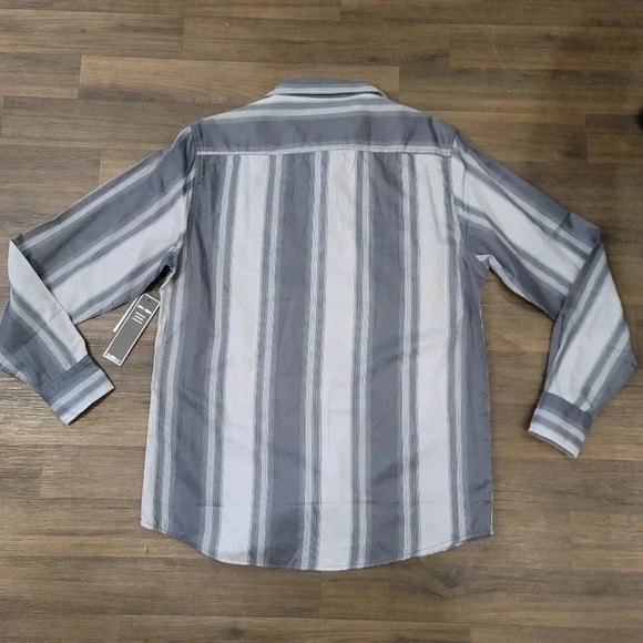 Modern Culture Button Shirt Gray Striped Long Sleeve Size Large NWT - Picture 4 of 8